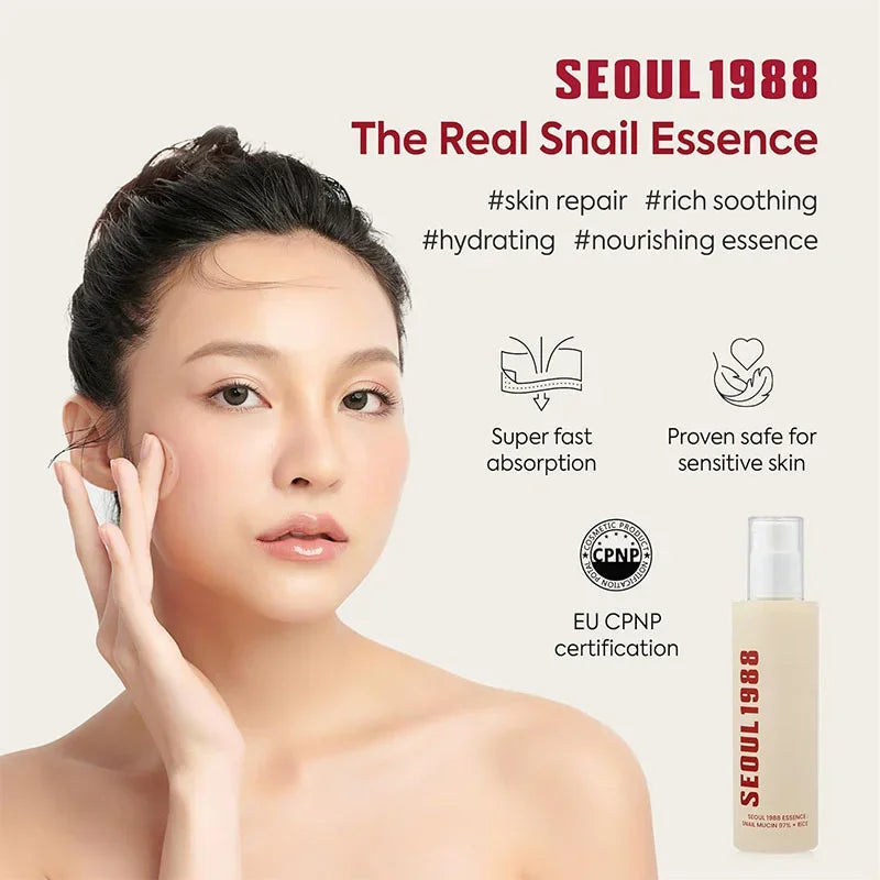Korean Skin Care Set Seoul 1988 Eye Cream Snail Mucin Skincare Set Facial Sunscreen Cream Vitamin C Moisturizing Firming Essence