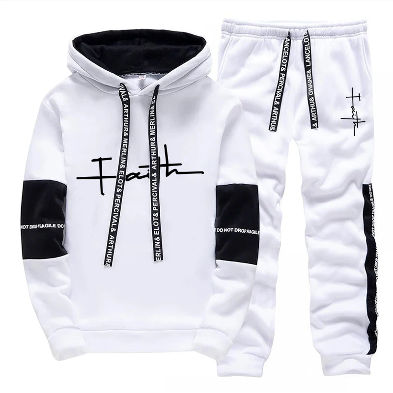 Casual Mens Tracksuit Printing Sweatshirts Outdoors  Sports Jogging Mens Clothing Versatile Single Piece Hoodie Pants Sportswear