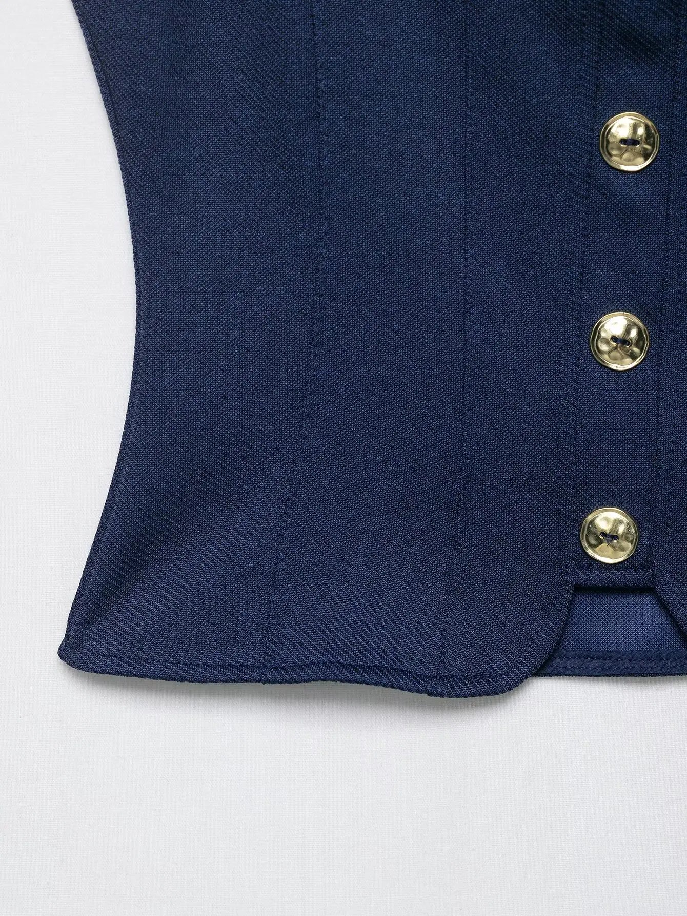 Women's Fashion With Metal Buttons Vest Square Collar Wide Straps Waistcoat Chic Tops