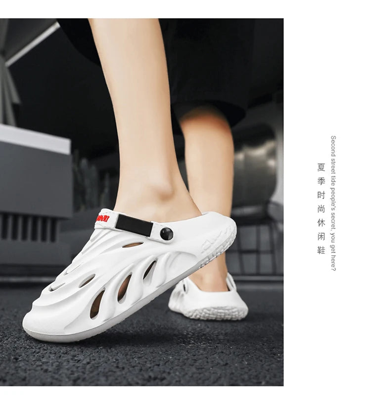 Fashion Men's Sandals Soft EVA Clogs Fashion Thick Sole Couples Beach Slippers Casual Slide Hole Shoes