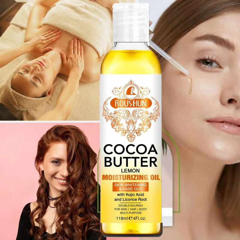 118ML Cocoa Butter Body OILlSkin care oil moisturizes and nourishes skin large capacity full body essential oil