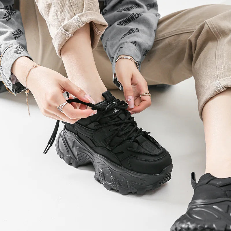 New Thick soled Dad Shoes Women's Versatile Casual Shoes with Strap Up Height Increase Lightweight Versatile Women's Shoes