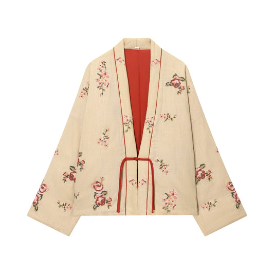 معاطف نسائية شتوية مبطنة بالقطن مزينة بالزهور، سترة فضفاضة بأكمام طويلة وفتحة رقبة على شكل حرف V، ملابس خارجية نسائية عتيقة، بلوزات أنيقة