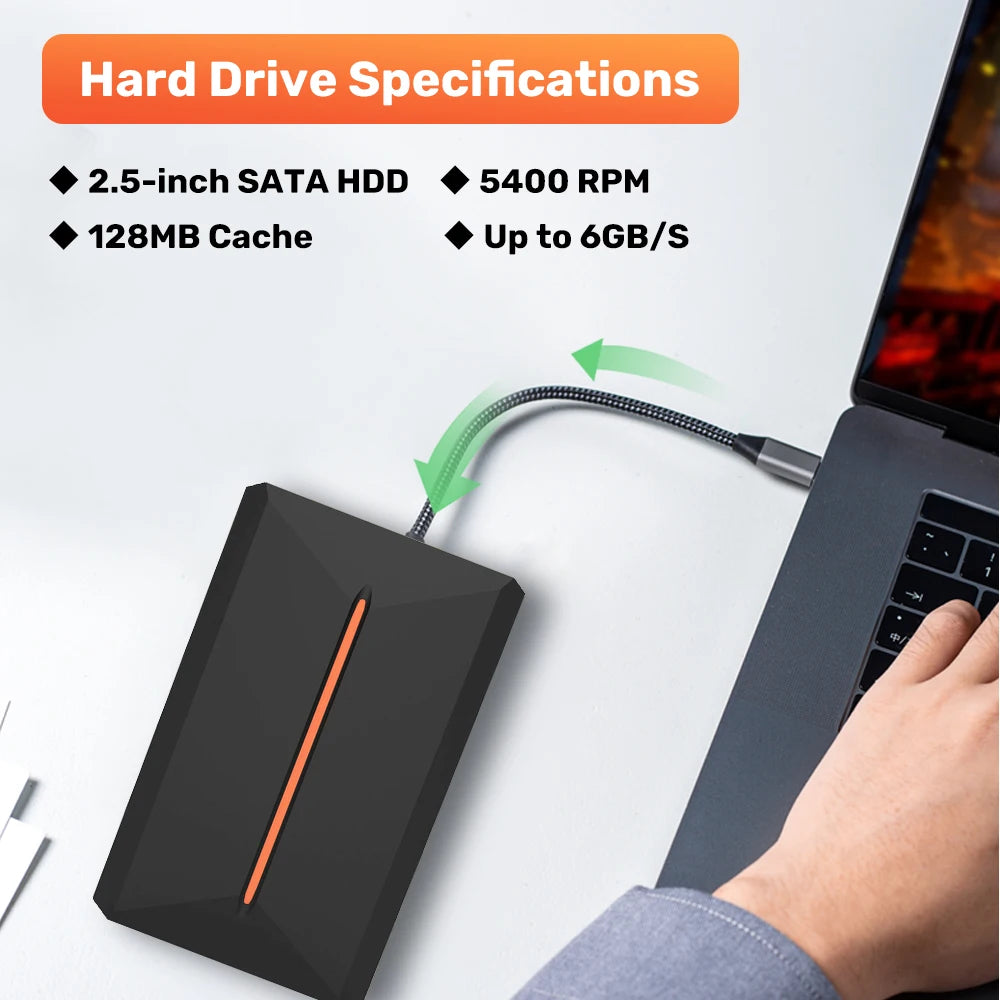 Launchbox 500G Gaming HDD For PS4/PS3/Switch/PS2/WII/WIIU Emulator Game Consoles Built-in 3700 3D/AAA Games For Win PC Plug&Play