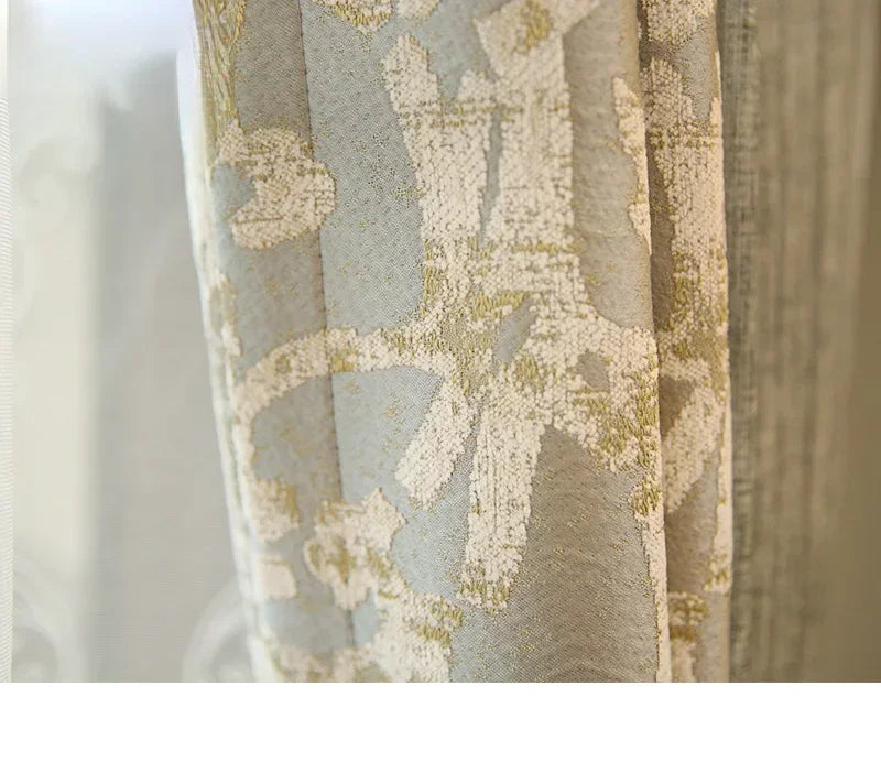 ستائر مخصصة لغرفة المعيشة، بسيطة، مزينة بدانتيل، شينيل أخضر، تطريز، ستارة من التول، قماش عالي الجودة