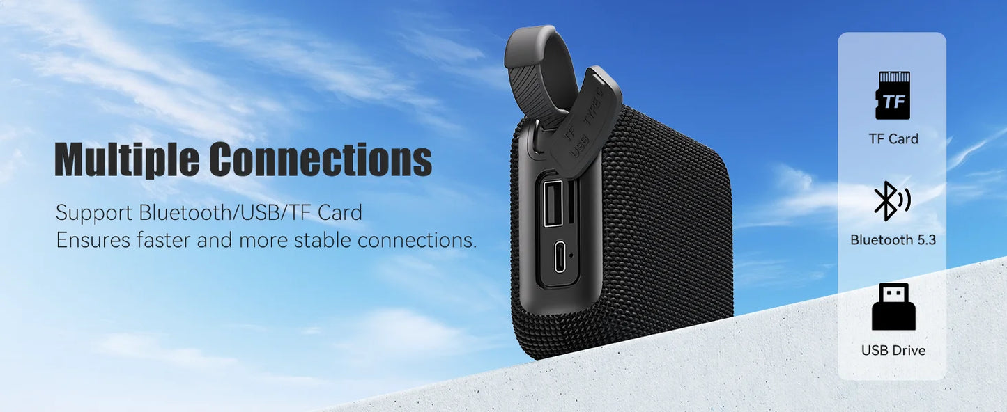 Bluetooth Speakers TWS 10W Enhanced Bass Portable Outdoor Wireless Speaker 30Hrs IP7 Waterproof Shower Speaker Bluetooth 5.3