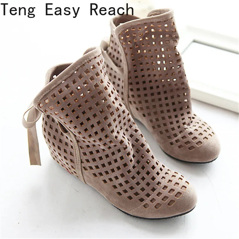 Hollow Summer Boots Bootie 2025 with The New Shoes Lace Openwork Crochet Boots Plus Size 34-43 Hollow Fashion Women Boots 43