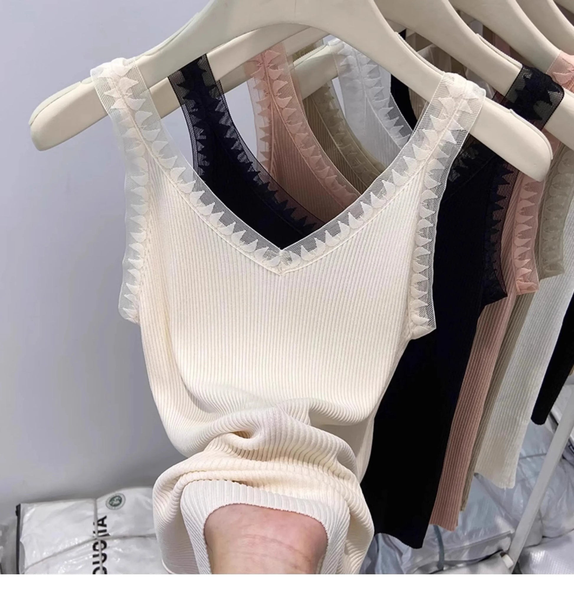 Women Summer Fashion Thin Knitted Undershirt Sleeveless Pullover Corset Top Half High Neck Comfortable Breathable Lace Tank Top SwiftNest