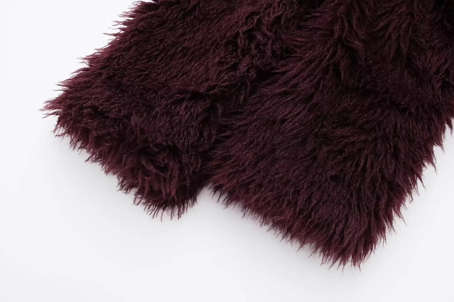 Women's Fashion 2025 Autumn and Winter New Vintage Burgundy Faux Fur Short Coat Thickened Warm Lapel Women's Coat