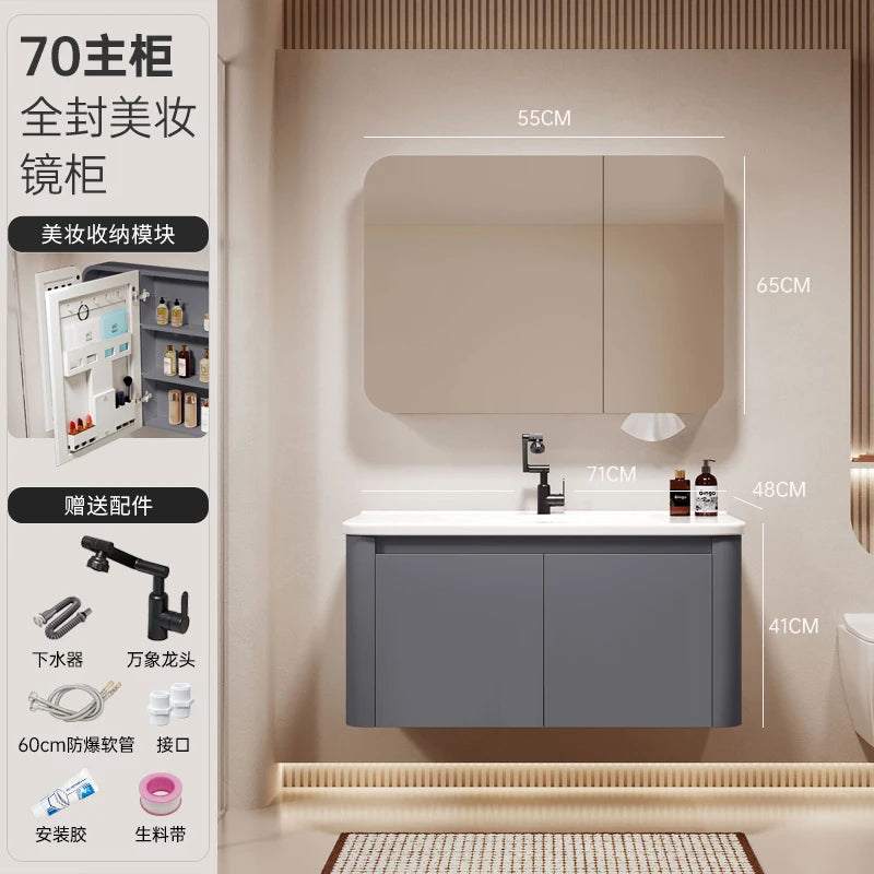 Standing Storage Bathroom Cabinet Shelf Light Mirror Organizer Bathroom Cabinet Vanity Shower Rack Banyo Dolabi Furniture