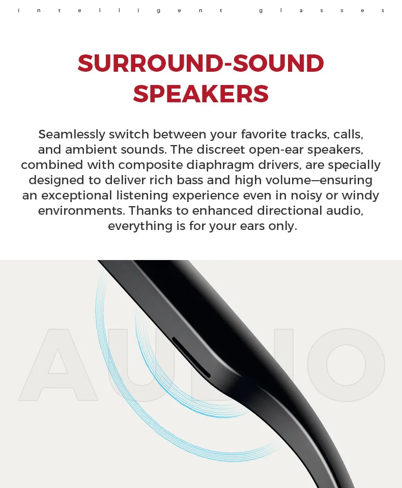 New Technology Bluetooth Call Smart Glasses 2025 Video Recording Camera Sunglasses VR Headset AI Translation Lens for Man Woman