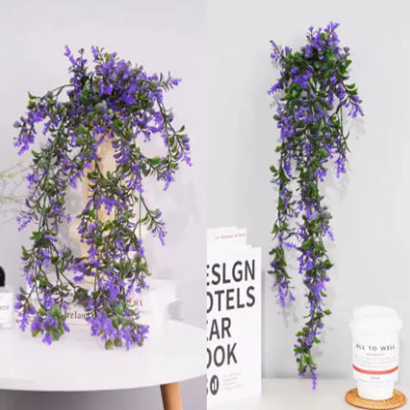 أوراق الكروم ديكور غرفة المنزل نبات صناعي معلق أوراق بلاستيكية عشب الزفاف نبات أخضر لبلاب ديكور المنزل والحديقة الخارجية