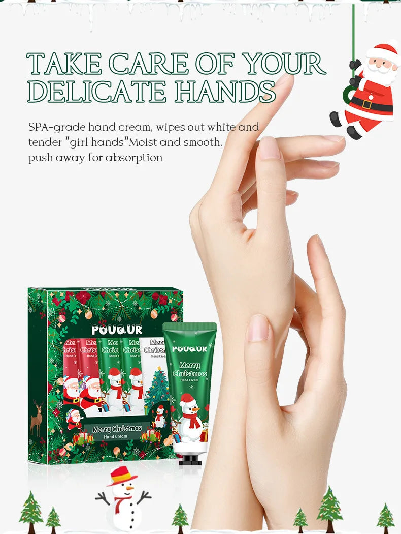 5pcs/Set  Christmas Hand Cream Sets Moisturizing Refreshing Handcream Nourishing Beauty Hands Creams Skin Care Products