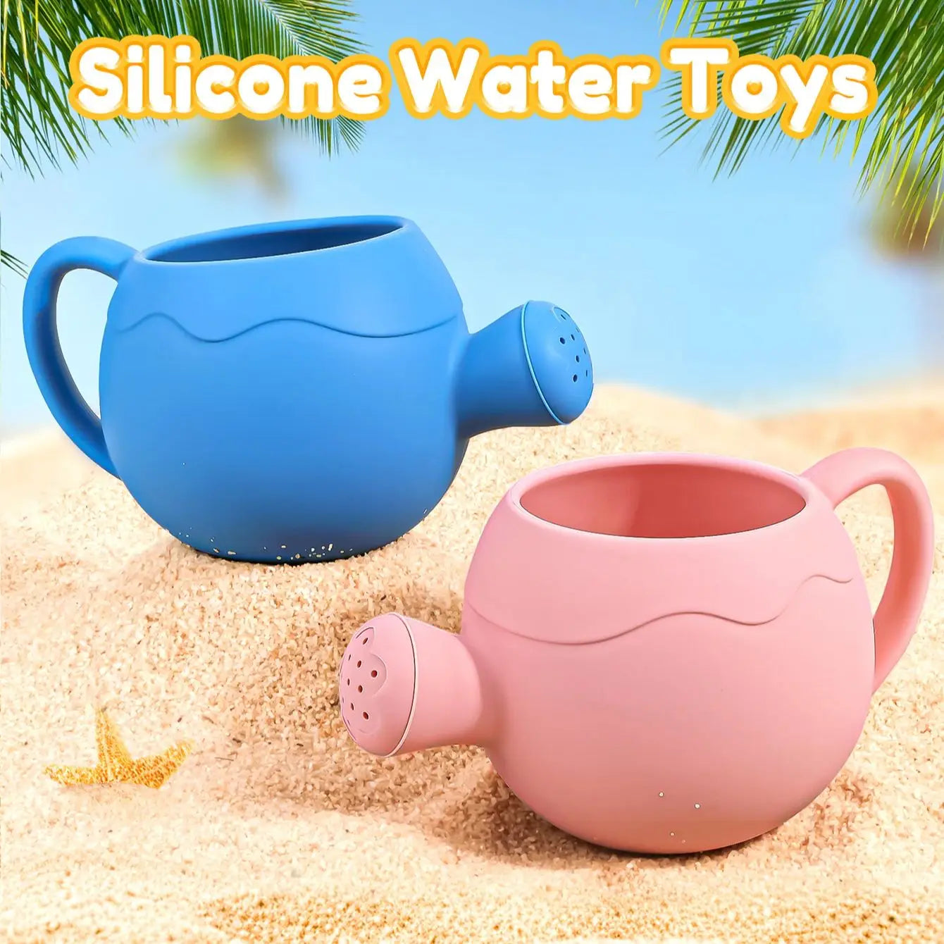 Baby Beach Toys Children Outdoor Games Sand Play Set Infants Digging Sand Silicone Rake Watering Pot Play Beach Toys for Kids