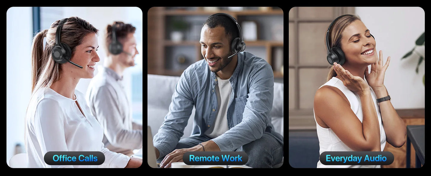 سماعة رأس لاسلكية بتقنية البلوتوث 5.4 مزودة بميكروفون وخاصية إلغاء الضوضاء وتقنية Multipoint Connect وسماعة رأس لاسلكية للعمل