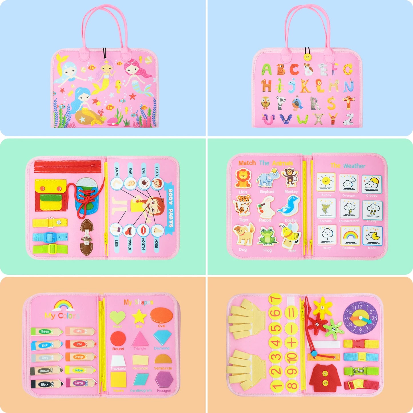 Montessori Toys Busy Board Sensory Activity Developing Board for Motor Skills,Learning Board for Toddlers  Christmas Gift