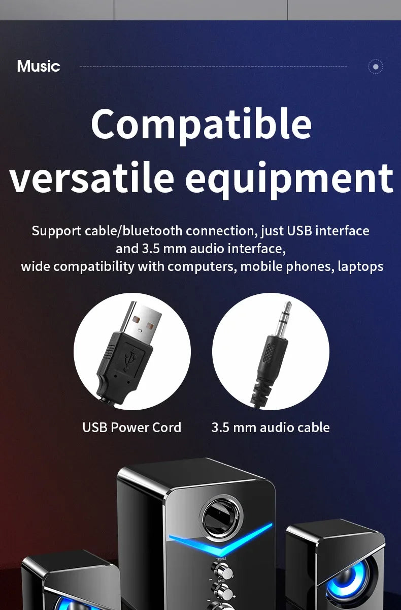 Bluetooth Speaker Home Theater Sound Bass System Mini Speakers Desktop Computer MP3 Player Audio for PC Phone Subwoofer Soundbar