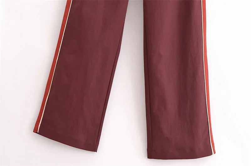 Women's Fashion Suit 2024 New Fall Side Stripe Long Sleeve Jacket Striped Casual Pants Elegant casual women's pantalon suit