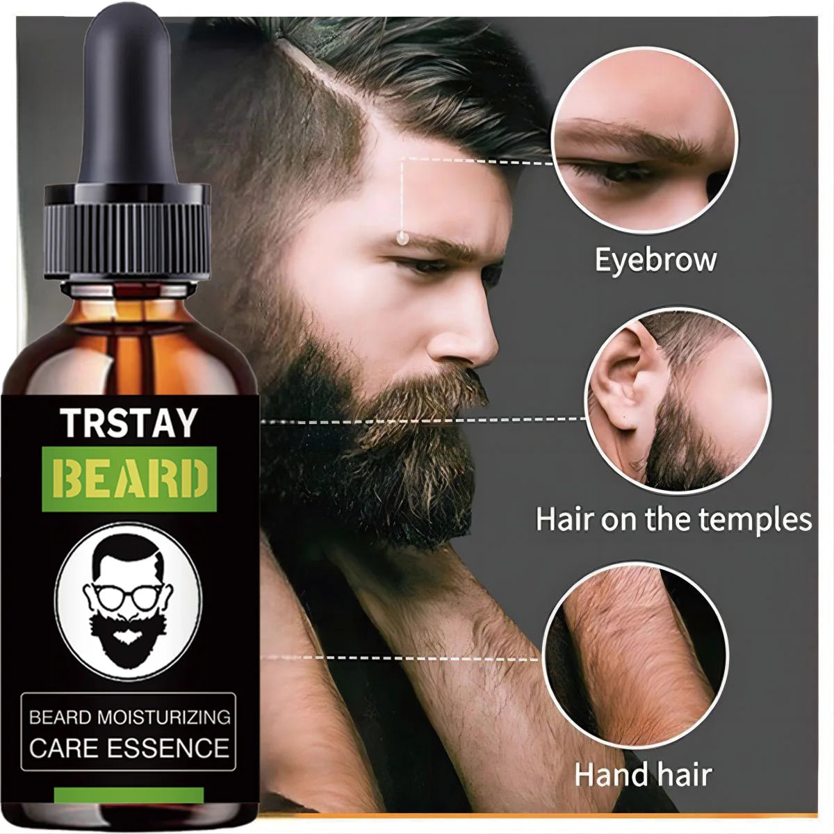 Beard Moisturizing Care Essence for Men, Gently Nourishes Beard Skin, Improves Beard Dryness and Roughness,