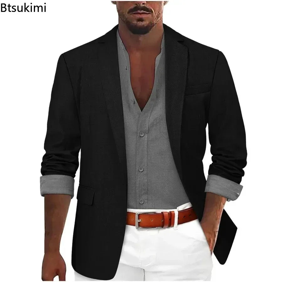 2025 Fashion Men's Clothing Business Casual Blazer Coats Classic Single Button Slim Fit Suit Jackets Elegant Gentleman Suit Tops