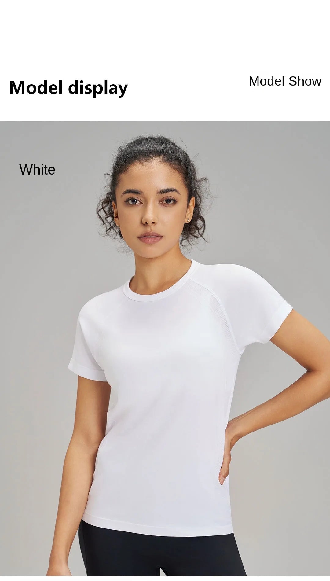 Outdoor yoga T-shirt, quick drying solid color sportswear, casual running, quick drying fitness training, short sleeved women