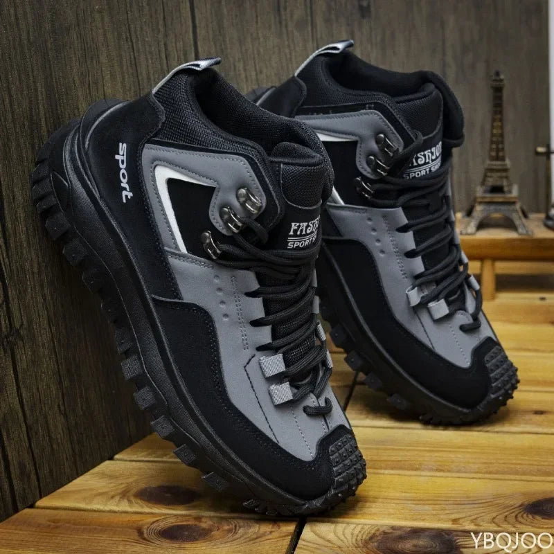 Outdoor Men's Hiking Casual Lightweight Anti Slip Slightly Vulcanized Shoes Waterproof High Top Hiking Sports Camping Men Shoes