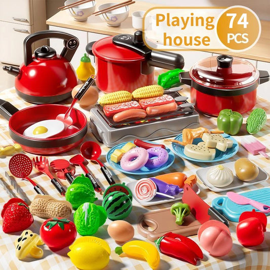 Set For Kids Kitchen Toys  Girl Cooking Baby Cutting Fruit Cooking Kitchen Utensils Children's Simulation Education Pretend Play
