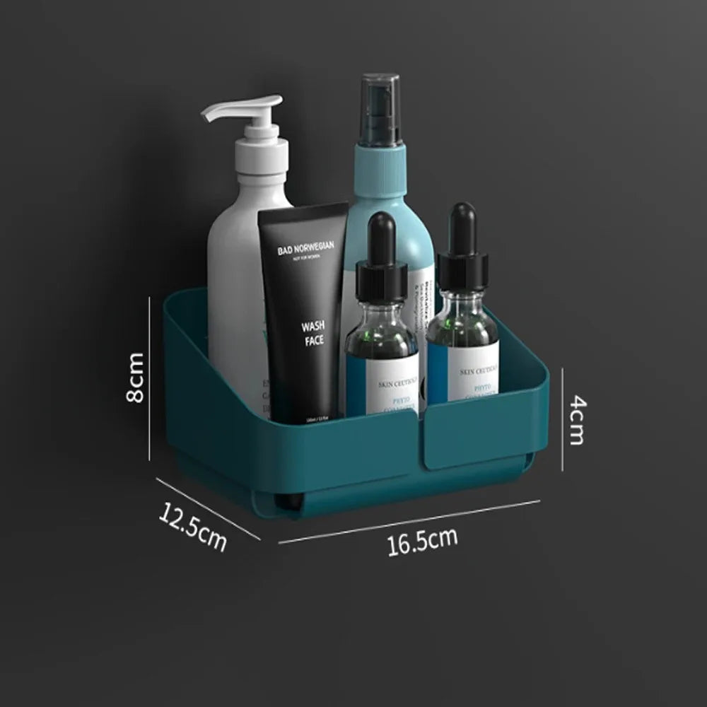 رف حمام مطبخ مريح، منظم لتخزين مستحضرات التجميل، رف شامبو، رف دش، جدار توابل بدون حفر