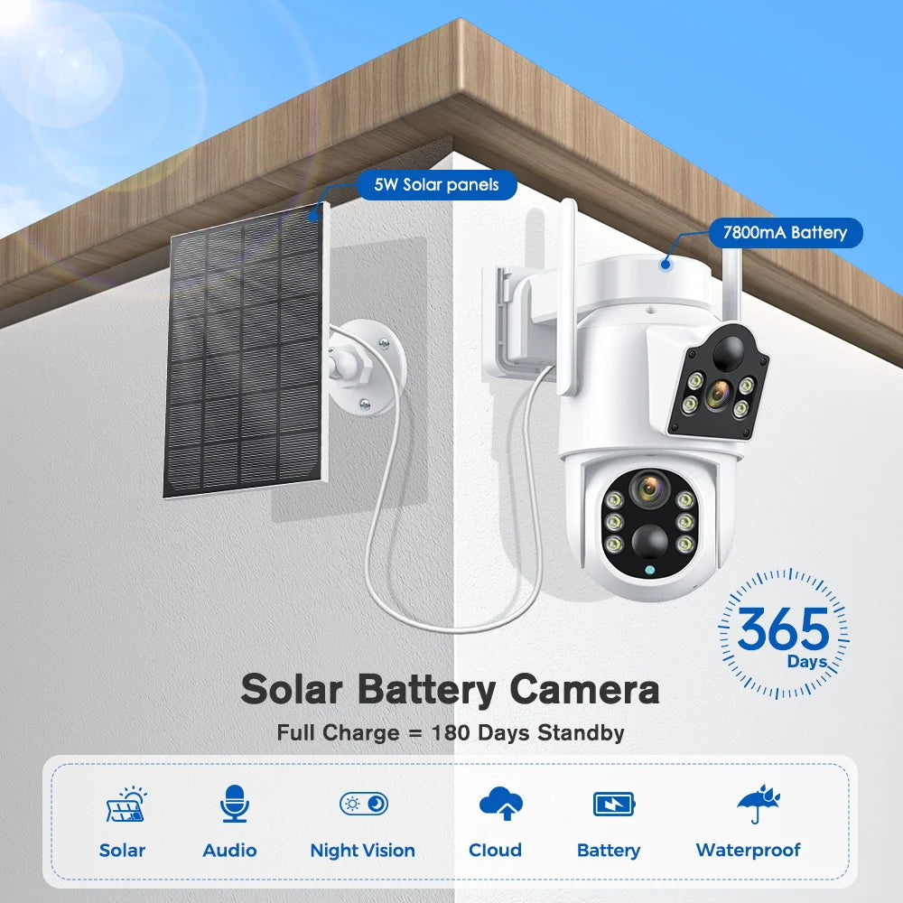 BESDER 8MP 4K Solar Wirelesss IP Camera With 7800 mAh Battery Outdoor HD 4MP Dual Lens WiFi IP Camara Solar Panel CCTV Security