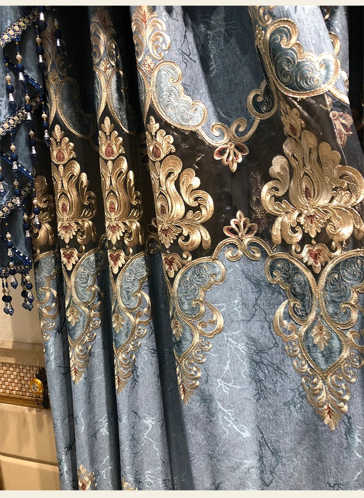 ستائر على الطراز الأوروبي لغرفة المعيشة وغرفة الطعام وغرفة النوم، تطريز فاخر من قماش التول الفاخر، نافذة دراسة، ستارة مخصصة