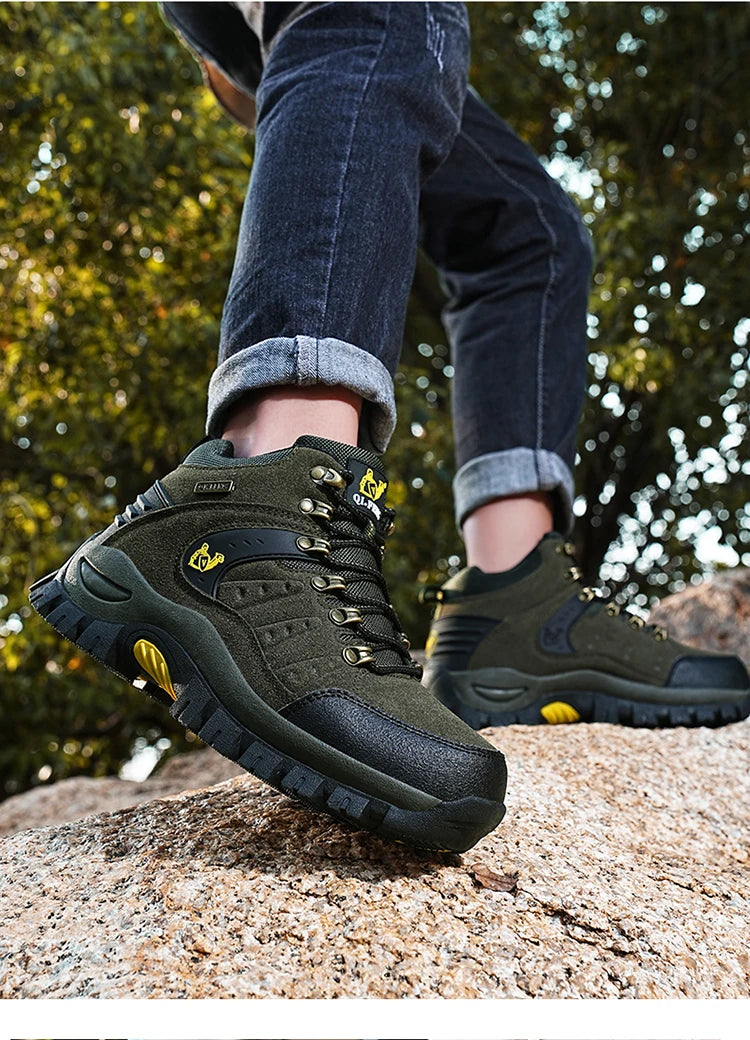 أحذية المشي لمسافات طويلة مقاومة للماء للرجال والنساء في الربيع والخريف، أحذية رياضية جبلية مقاومة للاهتراء، أحذية رياضية للصيد