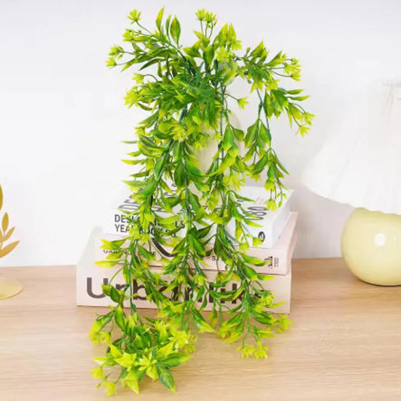 أوراق الكروم ديكور غرفة المنزل نبات صناعي معلق أوراق بلاستيكية عشب الزفاف نبات أخضر لبلاب ديكور المنزل والحديقة الخارجية