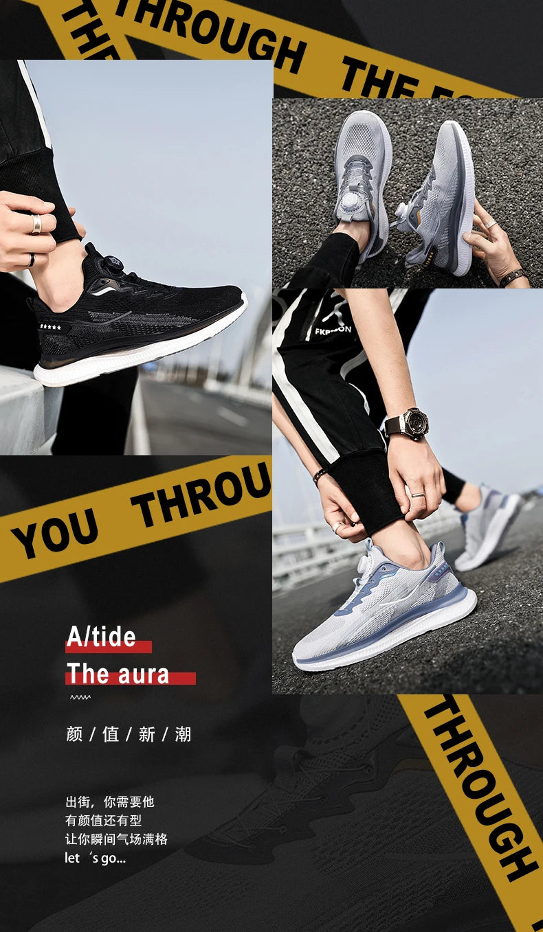 Men's Outdoor Running Shoes with Shock Absorption, Lightweight, Breathable, and Suitable for Casual Sports Activities.