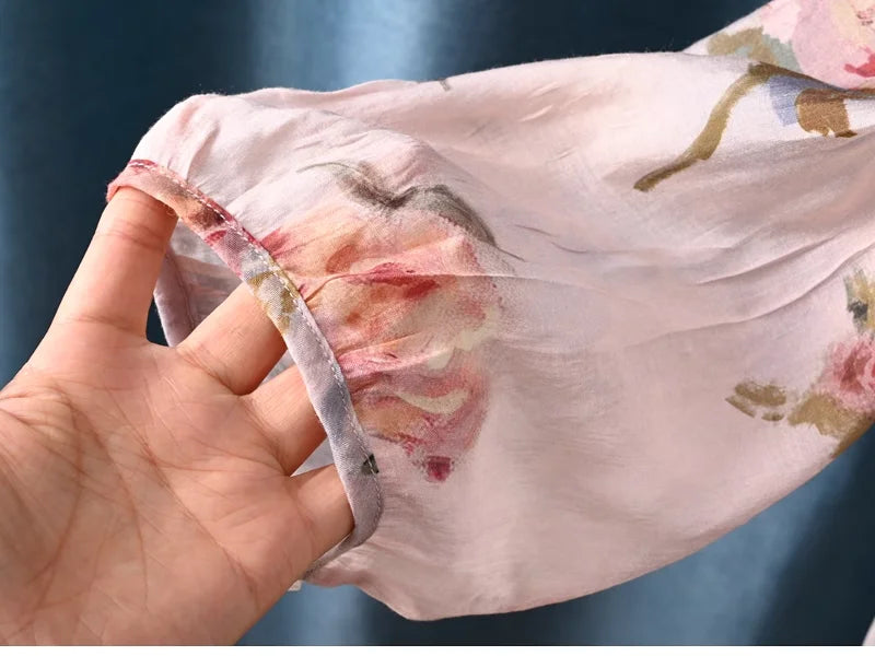 2025 Autumn clothes woman French fashion v neck rose floral print shirts and blouses for women vintage ladies tops