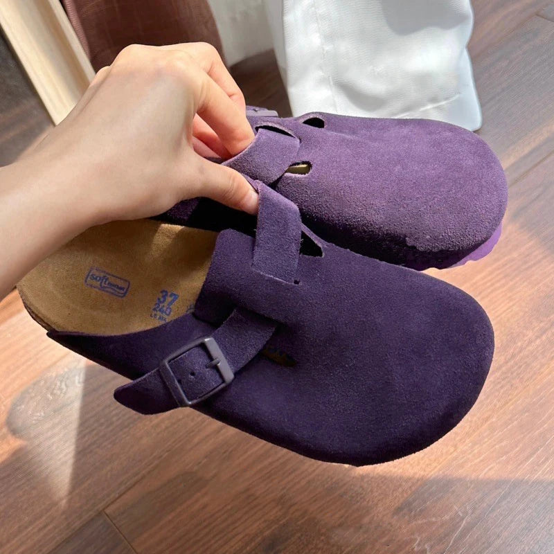 Women's Suede Mules Clogs Slippers Soft Insole Sandals With Arch Support Shoes Outdoor Beach Suede Clogs Slippers Slides For Men