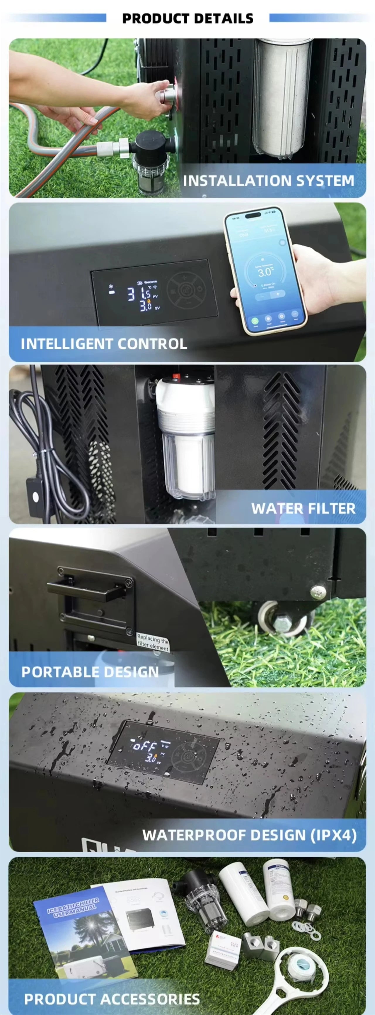 Advanced Wifi App Control for Outdoor Use Ice Bath Chiller Health and Wellness Chiller
