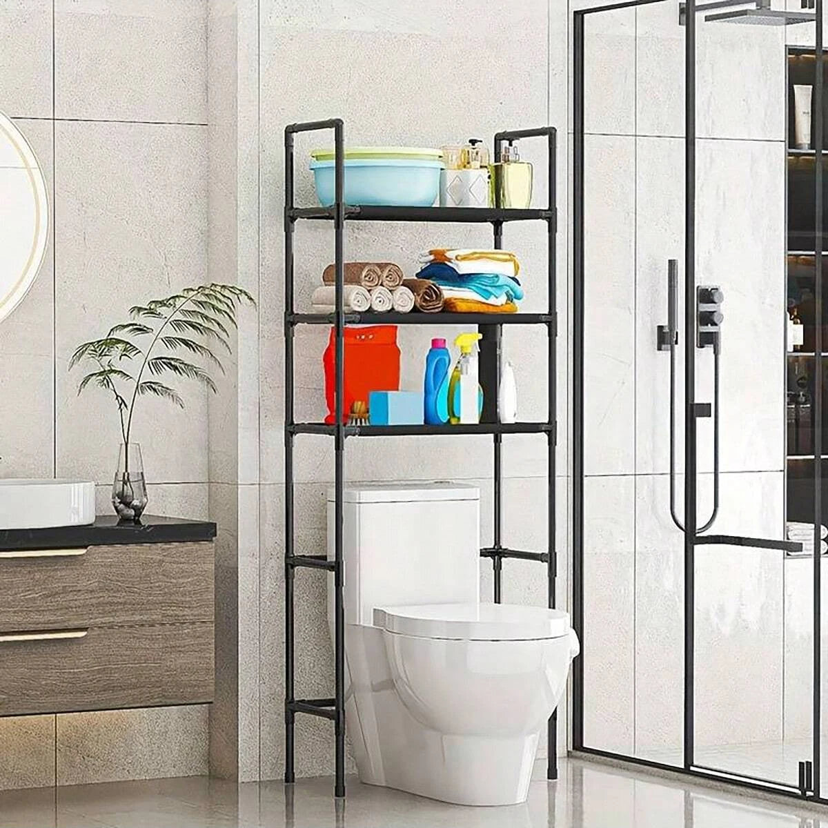 1pc-3rd Floor Bathroom Storage Rack, Bathroom Rack Above Toilet Seat,bathroom Storage Platform, Multifunctional Storage Platform