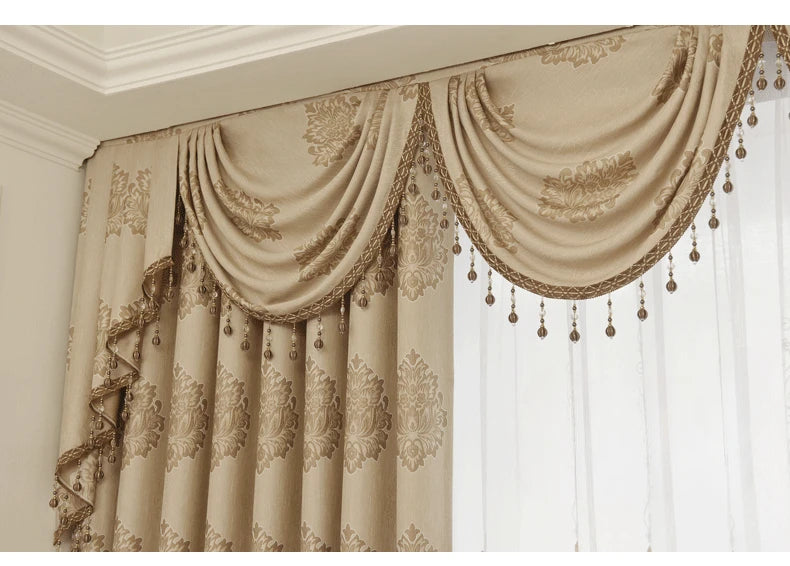 European Curtains for Living Dining Room Bedroom Decorative Fabric Court Luxury Luxury Atmosphere Jacquard Blackout