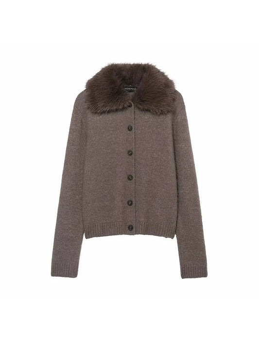 Women Autumn Winter Fashion Fall Vintage Patchwork Faux Fur Lapel Elegant Sweaters Single Breasted Knitwear Female Cardigans SwiftNest