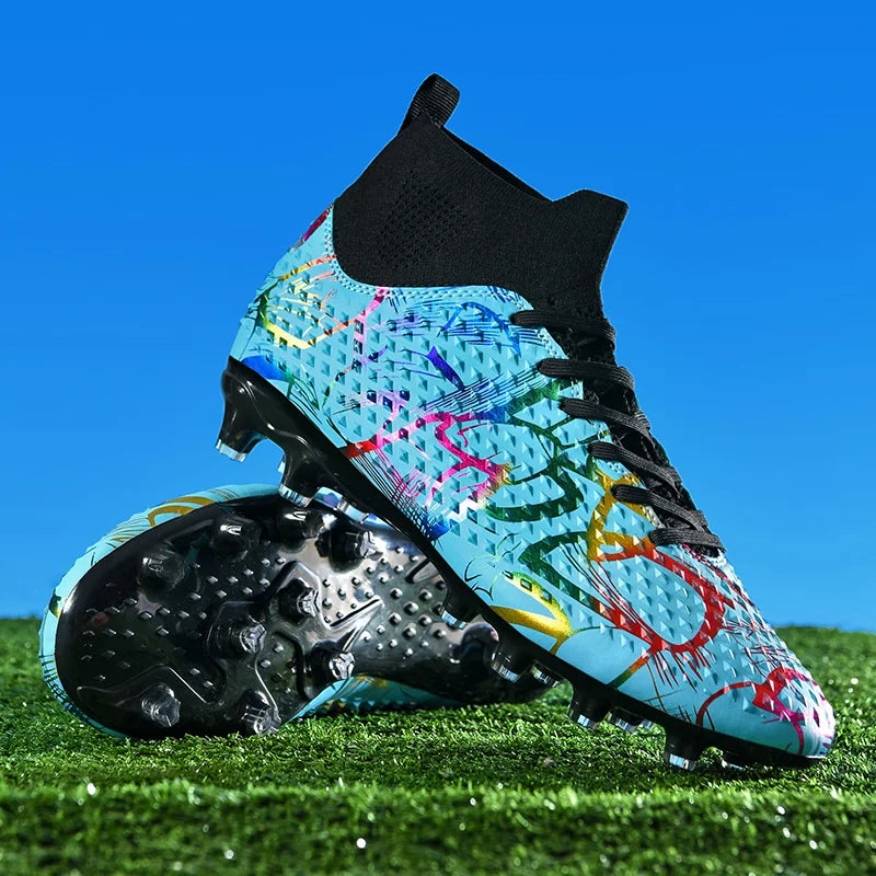 أحذية كرة القدم للرجال للتدريب على العشب الخارجي أحذية رياضية احترافية طويلة للرجال قابلة للتهوية برباط أحذية كرة قدم للرجال