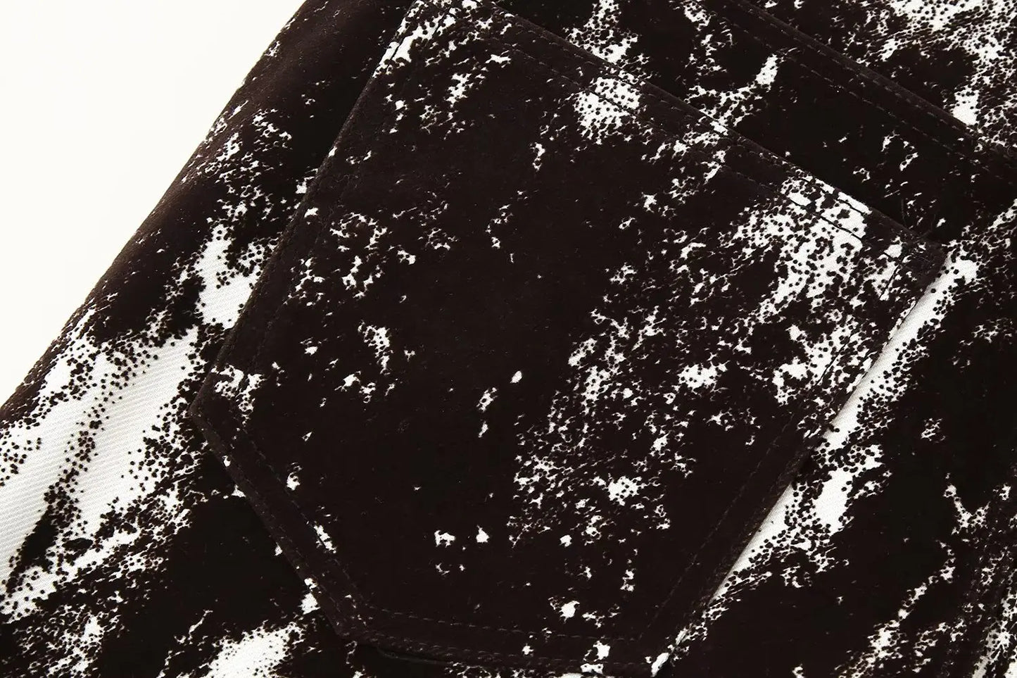 Womens Fashionable Black and White Patterned Jacket and Wide Leg Pants Set Stylish Outfit for Daily Wear