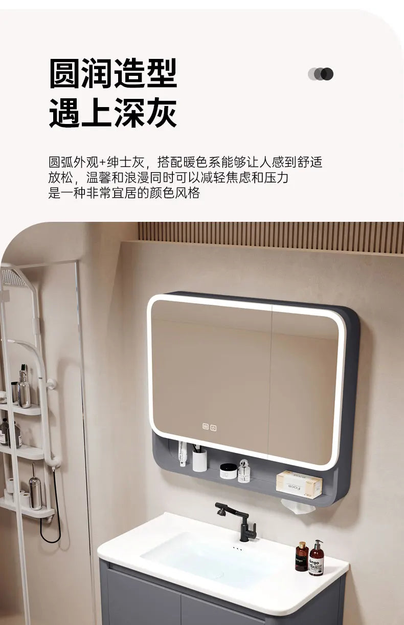 Standing Storage Bathroom Cabinet Shelf Light Mirror Organizer Bathroom Cabinet Vanity Shower Rack Banyo Dolabi Furniture