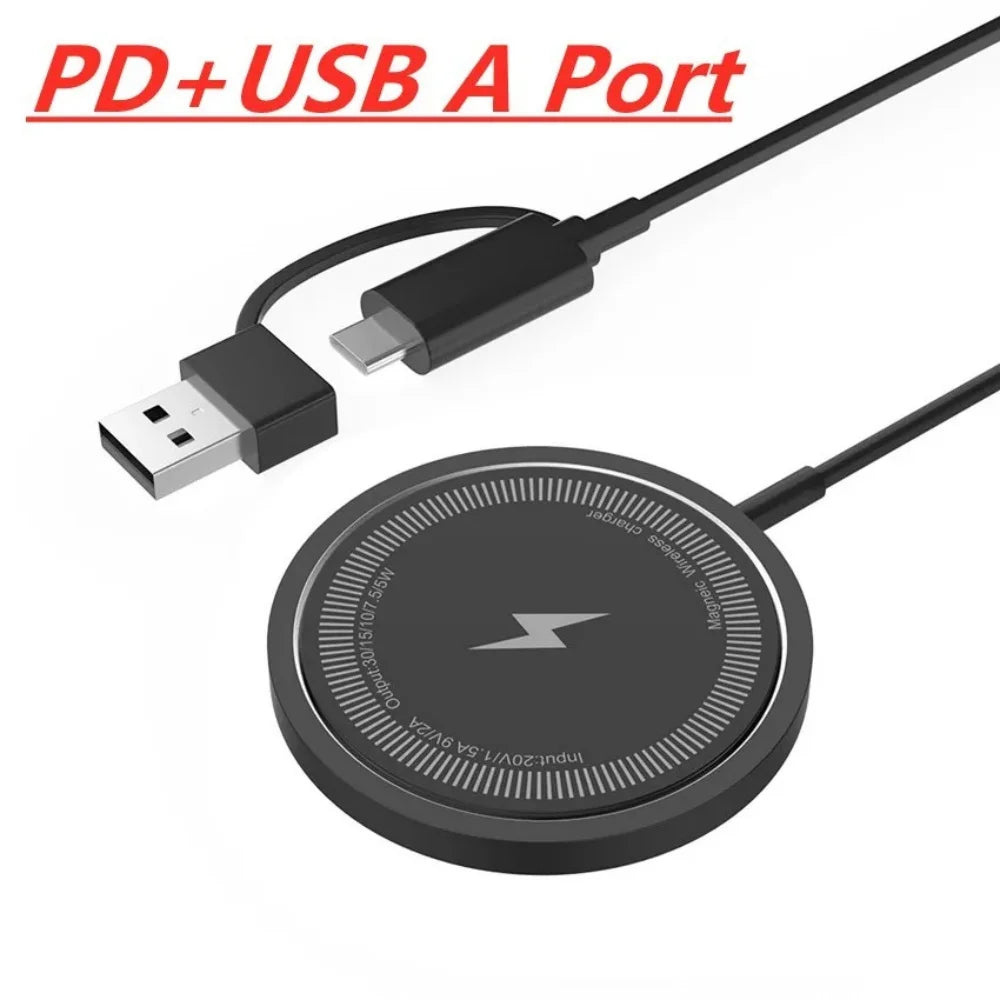Magnetic Phone Wireless Charger Pad Desktop PD/USB Port Chargers Fast Charging for iPhone 16 15 14 13 12 Pro Max Airpods