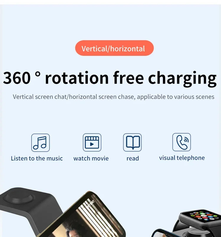 3 In 1 Wireless Charger Stand 30W Fast Charging Station for iPhone 16 15 14 13 12 11 iWatch 10/9/8/7 Ultra Airpods Phone Holder