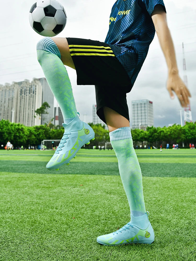 Professional Soccer Shoes Men Outdoor High-Top Sports Football Boots Boots Ag/Fg Long Spikes Artificial Grass Training Match Spi