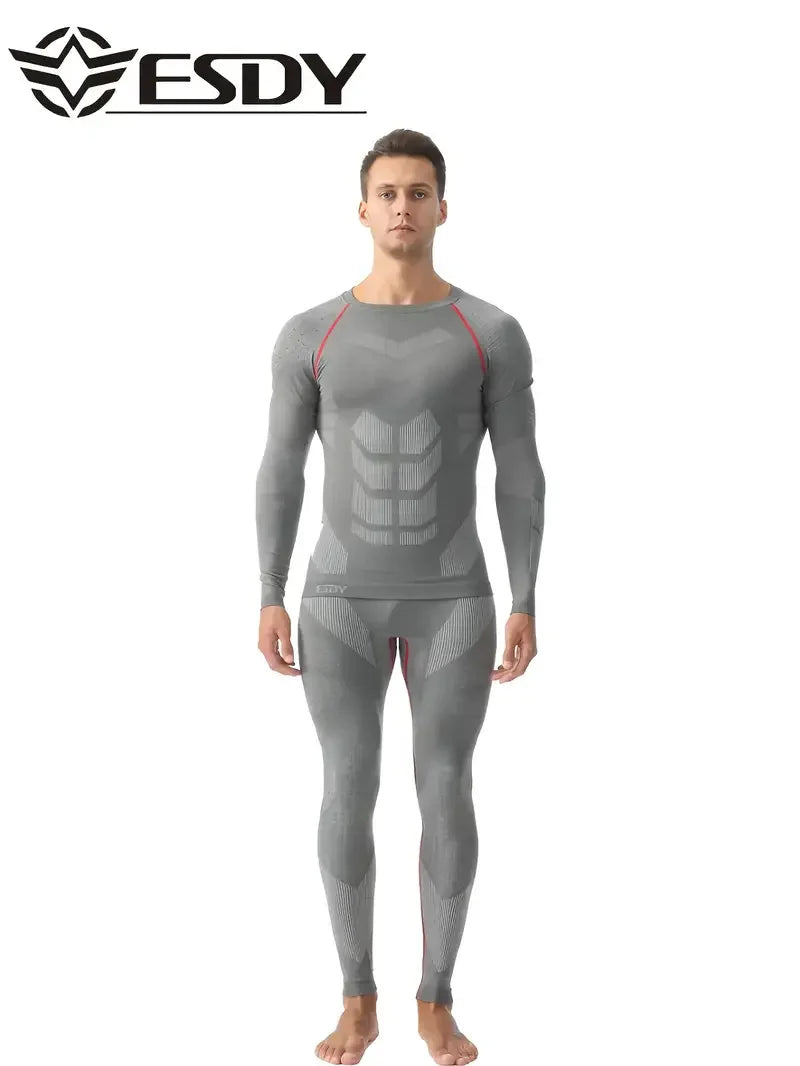 Men'S Outdoor Sports Thermal Underwear Sports Suit Training Fitness Clothing Men'S Fitness T-Shirt Quick-Drying Tops And Pants