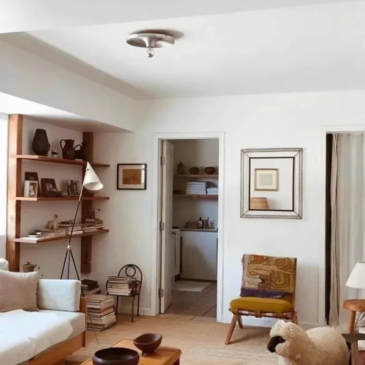 Medieval Bedside Wall Lamp Living Room Hallway Balcony Wall Lamp Bedroom Postmodern Flying Saucer Retro Metal Electroplated Lamp