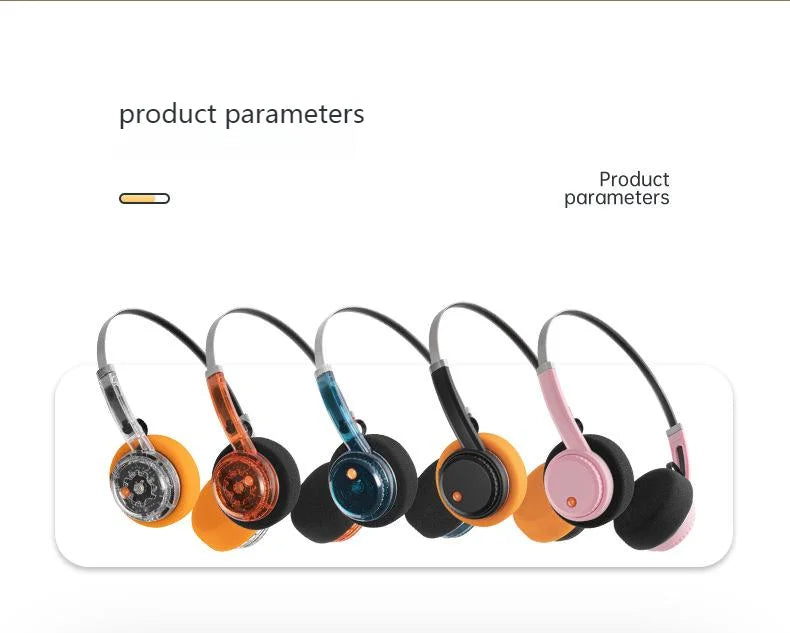 Bluetooth Headset Light Weight Retro Style Rechargable Small Head Long Battery Life Rotary Switch Headphone Cool Beautiful