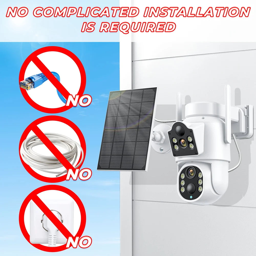 BESDER 8MP 4K Solar Wirelesss IP Camera With 7800 mAh Battery Outdoor HD 4MP Dual Lens WiFi IP Camara Solar Panel CCTV Security
