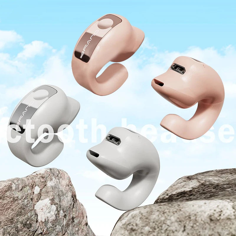 سماعة رأس لاسلكية بتقنية التوصيل العظمي 5.3 بتقنية البلوتوث، سماعة رأس قابلة للتحدث، ارتداء طويل الأمد دون ألم، عمر بطارية طويل للغاية